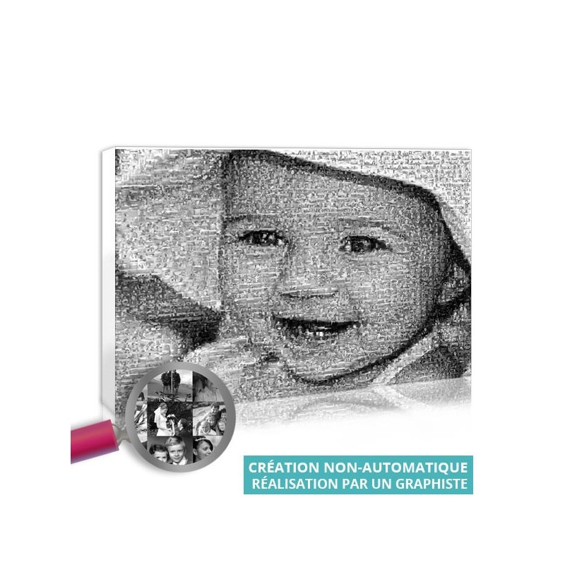 Tableau photo mosaïque Noir et Blanc personnalisé avec vos images