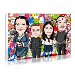 Une photo de famille originale en tableau manga