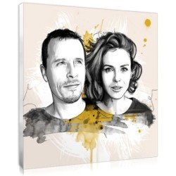 Tableau toile esquisse couple