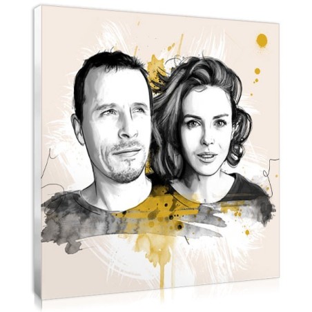 Tableau toile esquisse couple