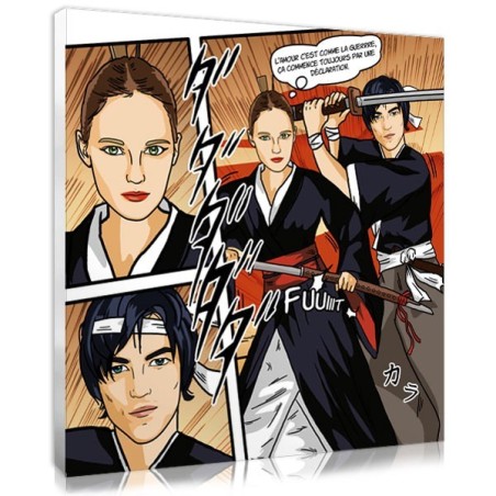 Cadeau pour couple - portrait manga samouraï