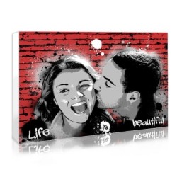 Cadeau de couple tableau graffiti rouge
