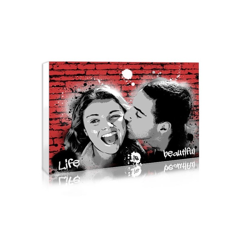 Cadeau de couple tableau graffiti rouge