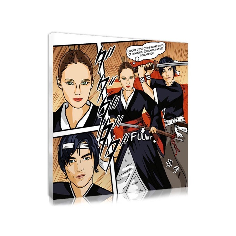 Personalised manga canvas portrait for Valentine's day