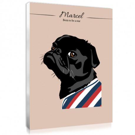 Personalised animal canvas : photo of dog in minimalist illustration