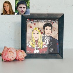 Manga romantic frame - Couple Manga portrait by an illustrator