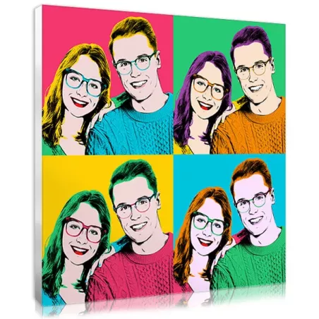Unique gift for couples : the pop art portrait in andy Warhol style