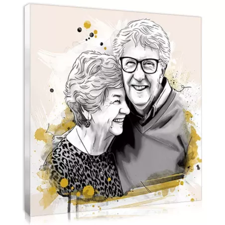 Personalised Christmas gift - Drawing-style portrait of the grandparents