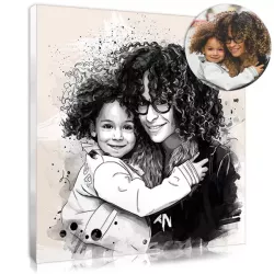 Portrait style dessin réalisée à partir d'une photo de famille