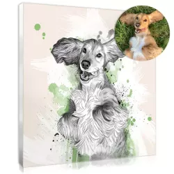 Animal portrait in a drawing style - Dog photo transformed into a drawing portrait