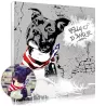 Street art pet portrait created from a photo of a dog