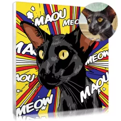 Portrait chat pop art Lichtenstein - Tableau personnalisé animal