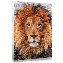 Customed mosaic pet portrait with a lion picture