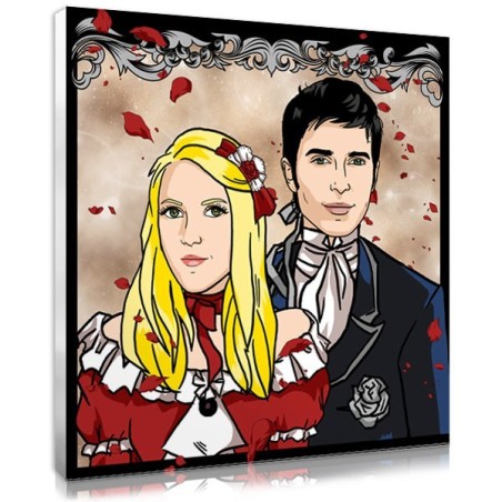 Tableau personnalisé manga  pour couple romantique - Votreportrait.fr