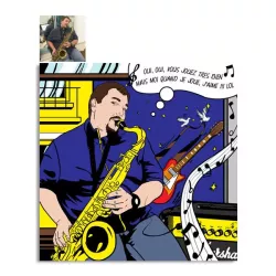 Votre photo en pop art Roy Lichtenstein avec un fond musique