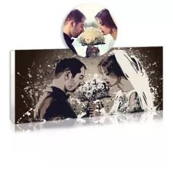 A wedding photo transformed into an original, modern portrait : a personalised wedding gift idea.