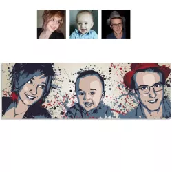 Tableau personnalisé panoramique style Splash : cadeau famille d'après photo