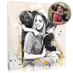 Photo de famille transformée en dessin moderne et élégant