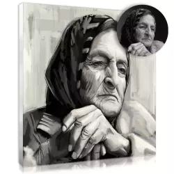 Painted portrait from an old photo, a gift idea for grandparents.