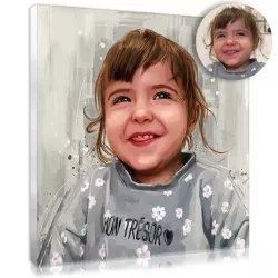 A custom photo print with a painted effect for your child's bedroom decor