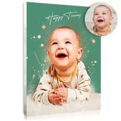 Portrait réaliste peinture d'après photo de bébé, un cadeau de naissance personnalisé