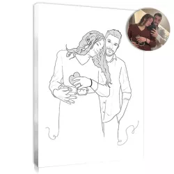 Line art portrait based on a photo of a couple.