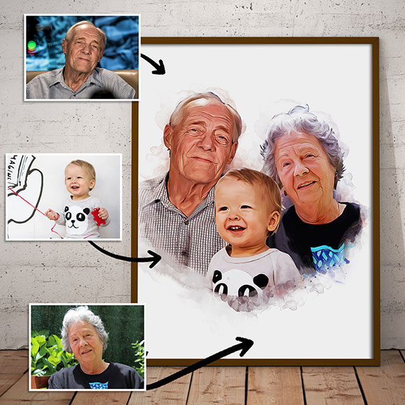 Portrait personnalisé à partir de photos de famille