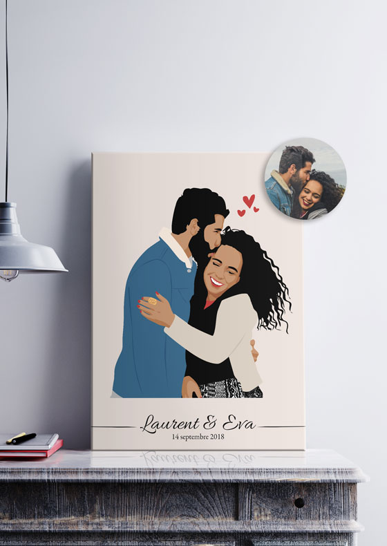 Portrait personnalisé minimaliste pour une déco moderne