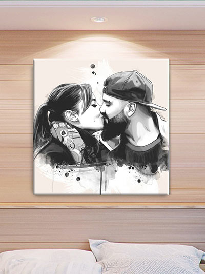 Couple photo in sketch style