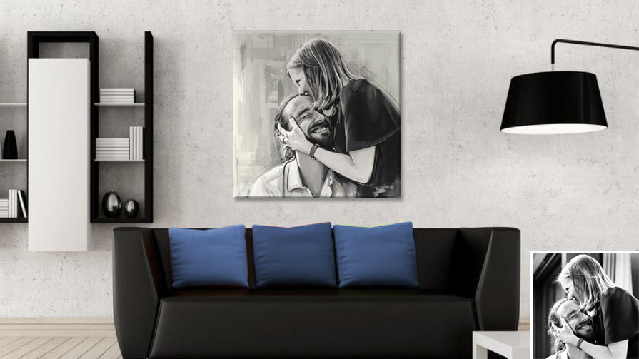 Un cadeau couple personnalisé original : le portrait de couple style peinture