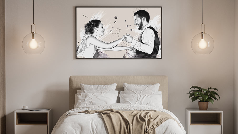 Le portrait des mariés d'après photo, un cadeau personnalisé pour mariage
