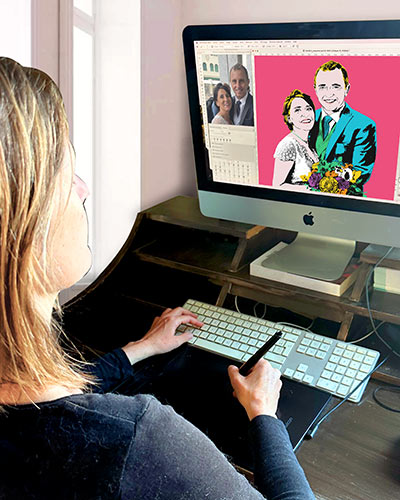 Création du tableau pop art mariage sur-mesure