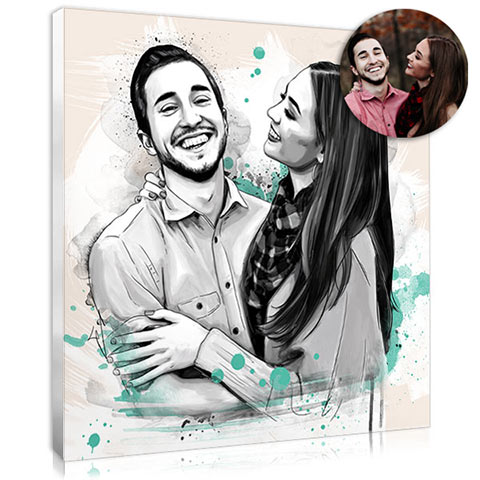 Portrait de couple dessiné, une idée de cadeau de mariage original