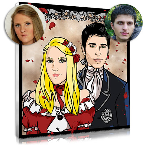 Portrait de couple manga romantique