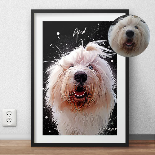 Portrait style peinture d'après une photo de chien : un cadeau personnalisé pour femme original