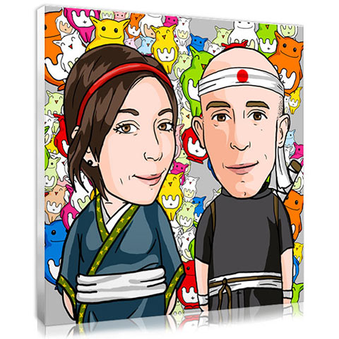 A cute manga-style portrait of you and your partner, an original gift for your man.