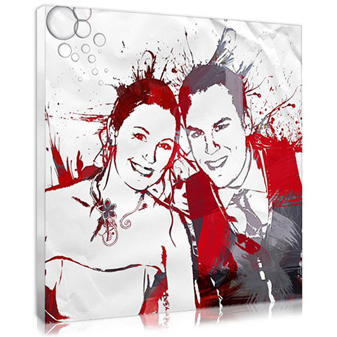 Personalised gift for men featuring a stencil-style photo of the bride and groom.