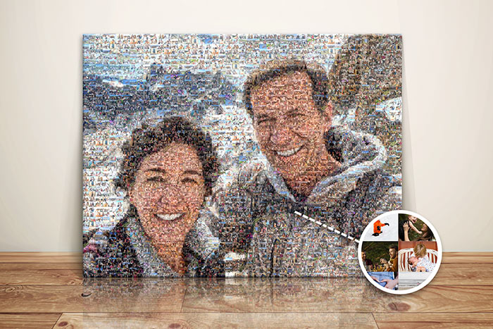 A photo mosaic, a personalised gift for a nostalgic man !