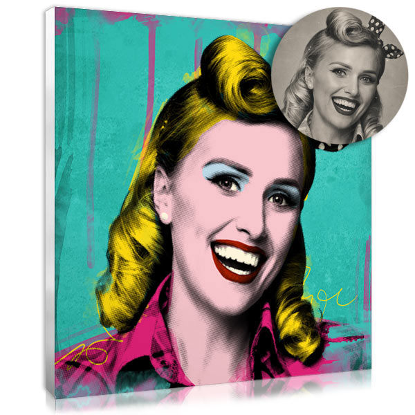 Vieille photo en portrait pop art vintage, un cadeau femme unique