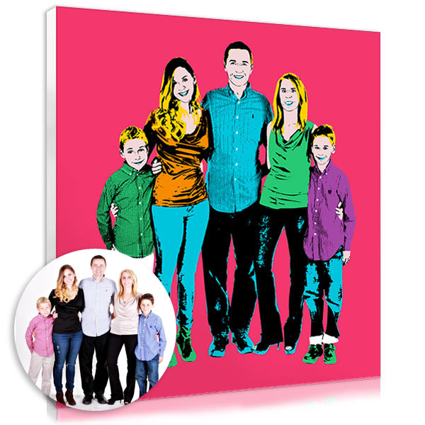 Tableau pop art famille - Cadeau personnalisé femme original