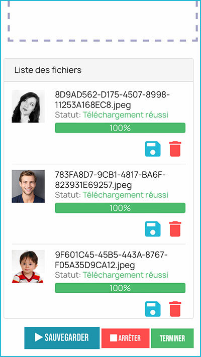Téléchargement des photos pour la création du portrait famille pop art