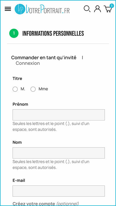 Finalisation de la commande du portrait famille personnalisé
