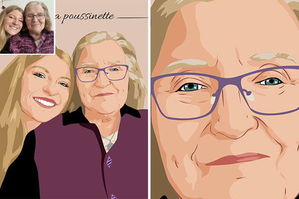 Zoom sur le travail graphique d'un portrzit minimaliste de famille