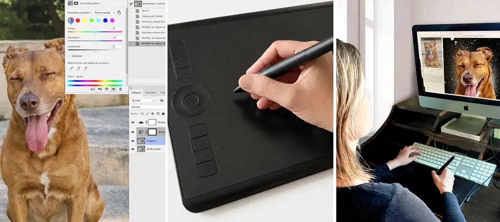 Création manuelle du portrait personnalisé avec une tablette graphique