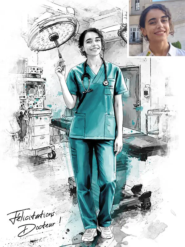 Portrait créé par une graphiste en style esquisse