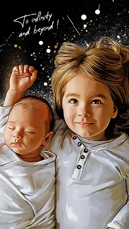 Portrait réaliste personnalisé créé par une graphiste