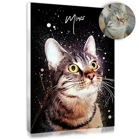 Portrait réaliste en peinture d'un chat