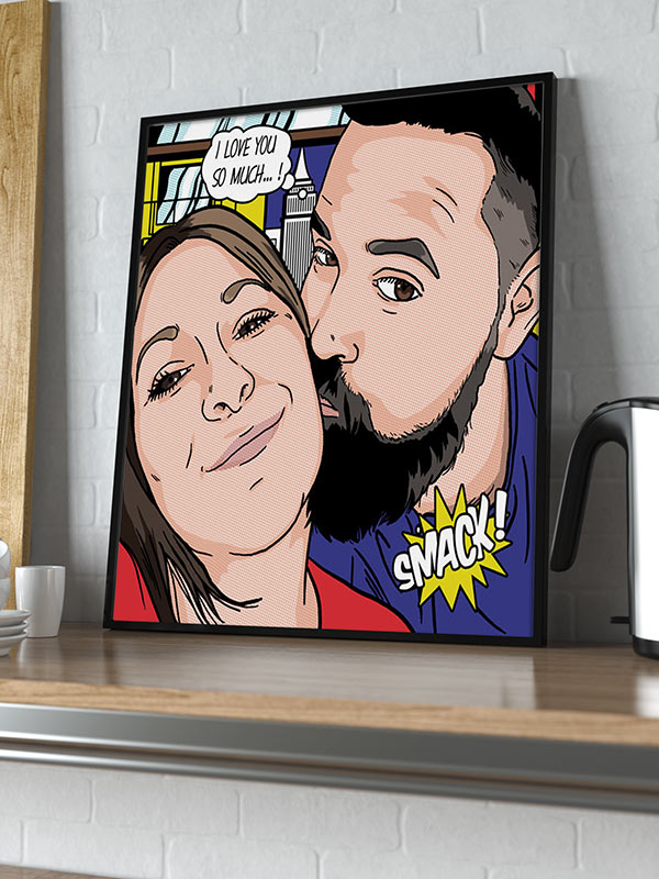 Tableau Pop Art Lichtenstein à partir d'une photo de couple