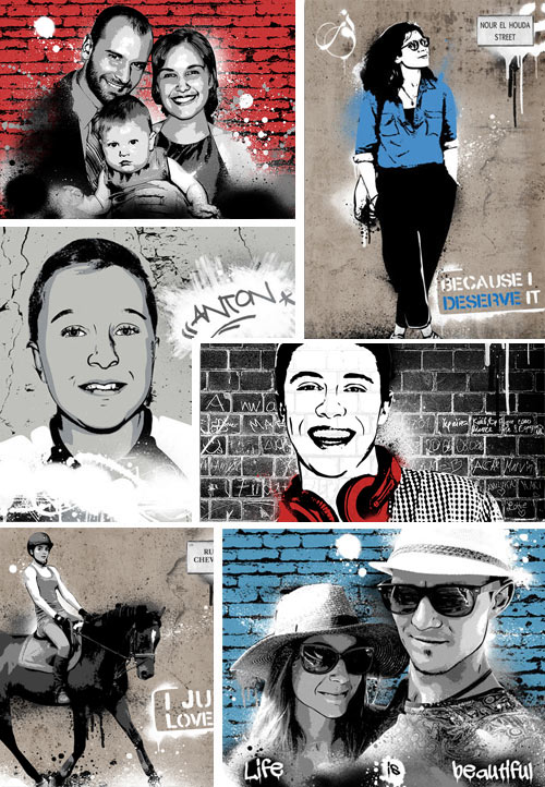 Exemples de tableaux street art personnalisés à partir de photos