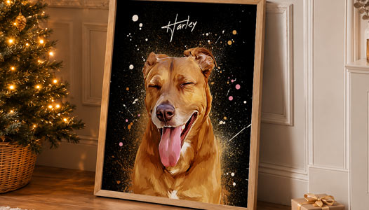 Portrait chien réaliste d'après photo